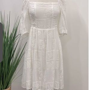 Johnny Was Embroidered ELLA Silk Blend mini dress white size XS